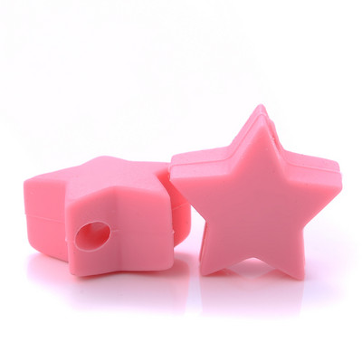 10 gab. 14 mm silikona krelles pārtikas kvalitātes pērļu silikona piecstaru zvaigžņu zobu dzinināšanas knupītis manekena bērnu zobu krelles aksesuāri