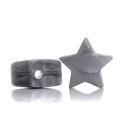 10 gab. 14 mm silikona krelles pārtikas kvalitātes pērļu silikona piecstaru zvaigžņu zobu dzinināšanas knupītis manekena bērnu zobu krelles aksesuāri