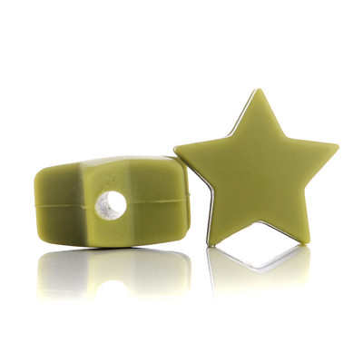 10 gab. 14 mm silikona krelles pārtikas kvalitātes pērļu silikona piecstaru zvaigžņu zobu dzinināšanas knupītis manekena bērnu zobu krelles aksesuāri