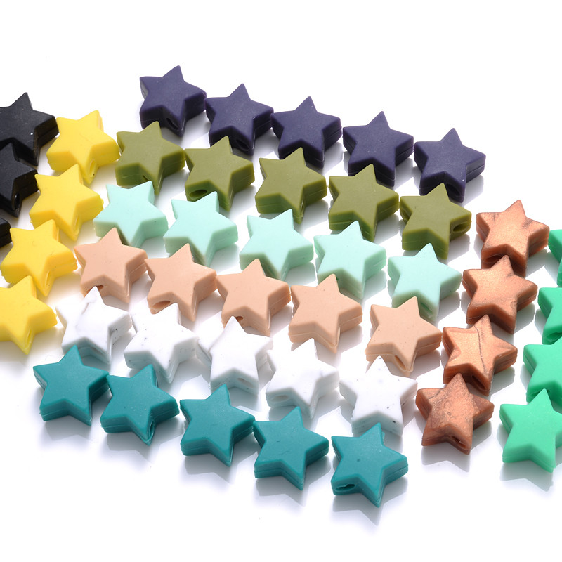 10 vnt 14 mm silikoniniai karoliukai maistiniai perliniai silikoniniai penkiakampiai dantukų čiulptukai manekenai kūdikių dantų karoliukai, priedai