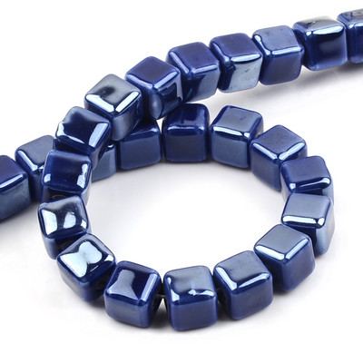 Moodsad värvid 6mm/8mm/10mm kandilised helmed kuubik keraamilised helmed ise 2,0mm auguga helmed Käsitsi valmistatud portselanist helmed ehete valmistamiseks