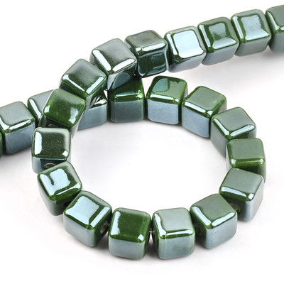 Moodsad värvid 6mm/8mm/10mm kandilised helmed kuubik keraamilised helmed ise 2,0mm auguga helmed Käsitsi valmistatud portselanist helmed ehete valmistamiseks