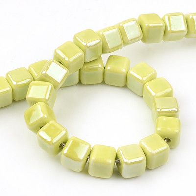 Moodsad värvid 6mm/8mm/10mm kandilised helmed kuubik keraamilised helmed ise 2,0mm auguga helmed Käsitsi valmistatud portselanist helmed ehete valmistamiseks