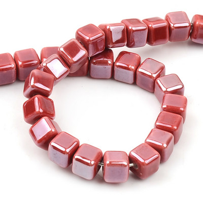 Moodsad värvid 6mm/8mm/10mm kandilised helmed kuubik keraamilised helmed ise 2,0mm auguga helmed Käsitsi valmistatud portselanist helmed ehete valmistamiseks