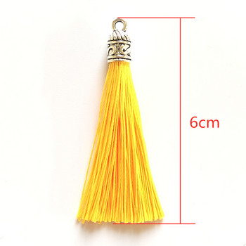 10/20 τμχ 6cm Small Silk Tassel Earrings Κρεμαστό Γούρια Crafts Ασημένια Καπέλα Φούντες Βούρτσα για Αξεσουάρ Κατασκευής Κοσμημάτων DIY