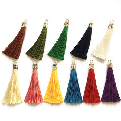 10/20pcs 6cm Small Silk Tassel Earrings Pendant Charms Crafts Silver End Caps Tassels Brush For DIY Jewelry Making Accessories