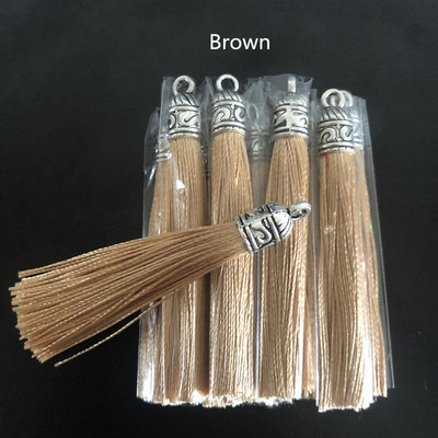 10/20gab 6cm mazi zīda pušķi Auskari Kulonu piekariņi Amatniecība Sudraba gala vāciņi Pušķi Birstīte DIY rotaslietu izgatavošanai Piederumi