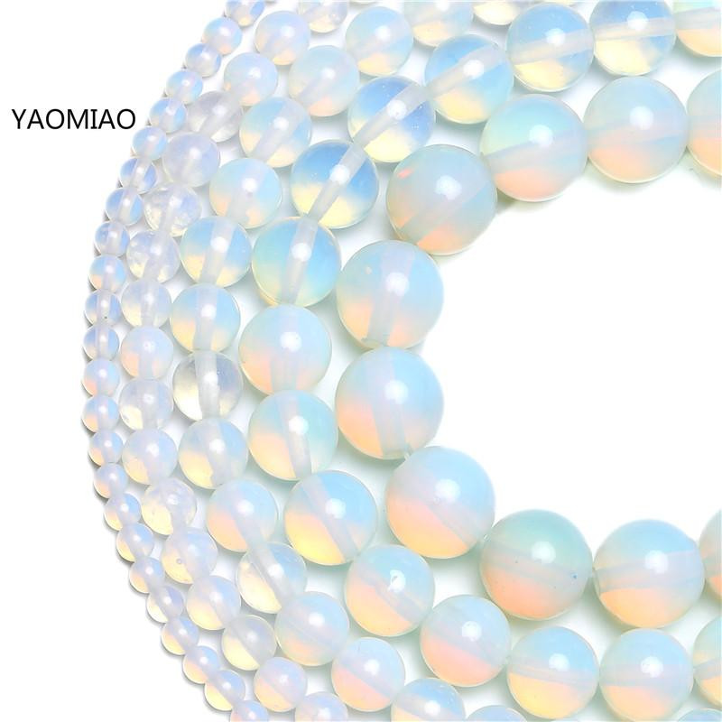 Φυσική πέτρα Opal Beads Opalite 4/6/8/10/12MM Fit Diy Make Up Charms Χάντρες με χάντρες για αξεσουάρ κατασκευής κοσμημάτων Δωρεάν αποστολή