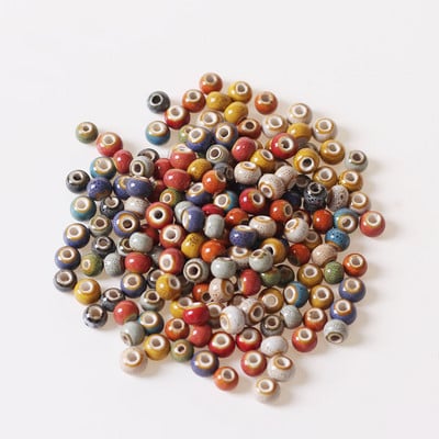 100 bucăți 6mm 8mm margele rotunde din ceramică margele cu găuri DIY margele din porțelan lucrate manual 10 culori pentru realizarea de bijuterii