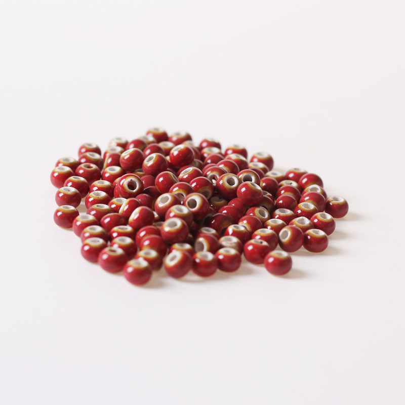 100 ΤΕΜ 6mm 8mm Στρογγυλές Κεραμικές Χάντρες DIY Τρύπες Χάντρες Χειροποίητες Πορσελάνινες Χάντρες 10 Χρώματα για Κατασκευή κοσμημάτων