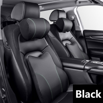 Δερμάτινο σετ μαξιλαριών λαιμού αυτοκινήτου Memory Foam Αυτόματο Πίσω Κάθισμα Πίσω Προσκέφαλο στο αυτοκίνητο Υποστηρίζει οσφυϊκή πλευρά Αξεσουάρ κάλυμμα μαξιλαριού ταξιδιού
