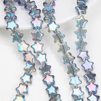 30 ΤΕΜ. 7 χιλιοστών λάμψη γυάλινες χάντρες με πεντάκτινα αστέρια ΑΒ έγχρωμες χάντρες για βραχιόλια κατασκευής κοσμημάτων Προμήθειες κολιέ Αξεσουάρ DIY