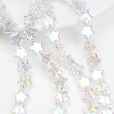 30 ΤΕΜ. 7 χιλιοστών λάμψη γυάλινες χάντρες με πεντάκτινα αστέρια ΑΒ έγχρωμες χάντρες για βραχιόλια κατασκευής κοσμημάτων Προμήθειες κολιέ Αξεσουάρ DIY