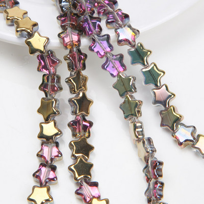 30 ΤΕΜ. 7 χιλιοστών λάμψη γυάλινες χάντρες με πεντάκτινα αστέρια ΑΒ έγχρωμες χάντρες για βραχιόλια κατασκευής κοσμημάτων Προμήθειες κολιέ Αξεσουάρ DIY
