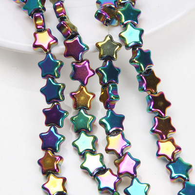 30 ΤΕΜ. 7 χιλιοστών λάμψη γυάλινες χάντρες με πεντάκτινα αστέρια ΑΒ έγχρωμες χάντρες για βραχιόλια κατασκευής κοσμημάτων Προμήθειες κολιέ Αξεσουάρ DIY