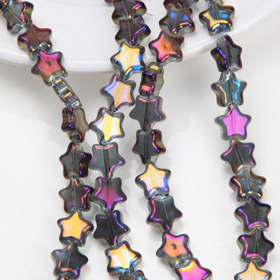 30 ΤΕΜ. 7 χιλιοστών λάμψη γυάλινες χάντρες με πεντάκτινα αστέρια ΑΒ έγχρωμες χάντρες για βραχιόλια κατασκευής κοσμημάτων Προμήθειες κολιέ Αξεσουάρ DIY