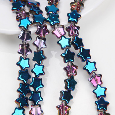 30 ΤΕΜ. 7 χιλιοστών λάμψη γυάλινες χάντρες με πεντάκτινα αστέρια ΑΒ έγχρωμες χάντρες για βραχιόλια κατασκευής κοσμημάτων Προμήθειες κολιέ Αξεσουάρ DIY