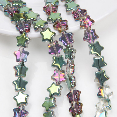 30 ΤΕΜ. 7 χιλιοστών λάμψη γυάλινες χάντρες με πεντάκτινα αστέρια ΑΒ έγχρωμες χάντρες για βραχιόλια κατασκευής κοσμημάτων Προμήθειες κολιέ Αξεσουάρ DIY