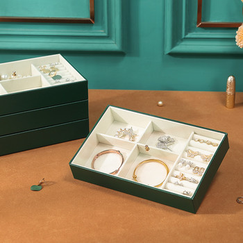 Casegrace Συρτάρι Κουτί αποθήκευσης κοσμημάτων Δερμάτινο κοσμηματοπωλείο Δίσκος προβολής για γυναίκες Κολιέ σκουλαρίκι για κορίτσι Θήκη δαχτυλίδι με καπάκι