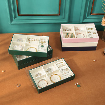 Casegrace Συρτάρι Κουτί αποθήκευσης κοσμημάτων Δερμάτινο κοσμηματοπωλείο Δίσκος προβολής για γυναίκες Κολιέ σκουλαρίκι για κορίτσι Θήκη δαχτυλίδι με καπάκι