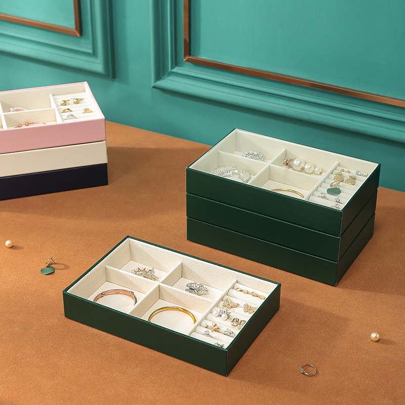 Casegrace ladica Kutija za pohranjivanje nakita Kožni pladanj za izlaganje nakita Organizator za žene Djevojka Ogrlica Naušnice Futrola za prsten s poklopcem