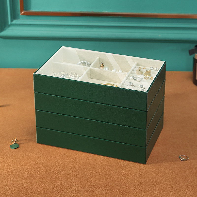 Casegrace ladica Kutija za pohranjivanje nakita Kožni pladanj za izlaganje nakita Organizator za žene Djevojka Ogrlica Naušnice Futrola za prsten s poklopcem