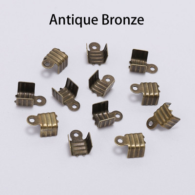 200 τεμ. Χρυσό ασημί Μικρό κορδόνι στο άκρο που διπλώνει πάνω από κούμπωμα τριών συρμάτων Σύνδεσμος πόρπης κορδονιού πτύχωσης για προμήθειες κατασκευής κοσμημάτων DIY