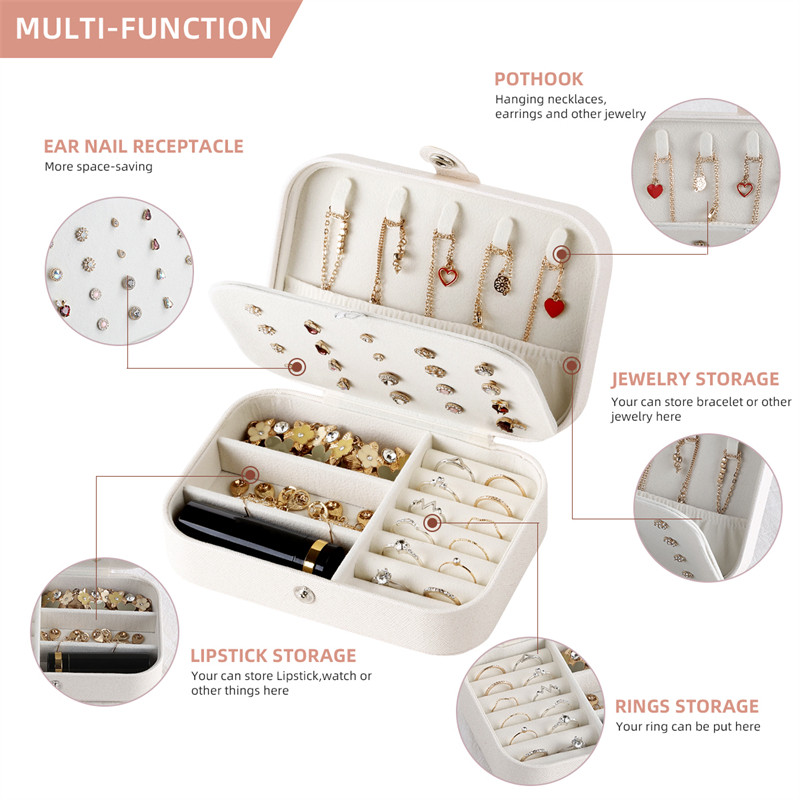 Casegrace prijenosna putna PU kožna kutija za pohranu nakita Organizator Naušnice Ogrlica Prsten Kutija za nakit Ambalaža Kovčeg