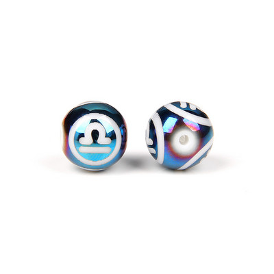 12 зодиакални мъниста Талисмани Матово черен оникс Съзвездие Мъниста Цилиндрична висулка за Направи си сам изработка на бижута Находки Гривни Колиета