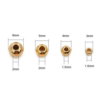 20/50 бр. Дистанционни мъниста от неръждаема стомана с голяма дупка 3 4 5 6 mm Разхлабени кръгли талисмани с цвят на розово злато за изработка на бижута за гривна „направи си сам“