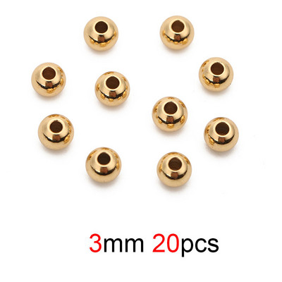 20/50 komada odstojnih perli od nehrđajućeg čelika s velikim rupama 3 4 5 6 mm ružičasto zlatne boje, labave okrugle šarm perle za izradu nakita za DIY narukvice