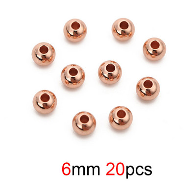 20/50 komada odstojnih perli od nehrđajućeg čelika s velikim rupama 3 4 5 6 mm ružičasto zlatne boje, labave okrugle šarm perle za izradu nakita za DIY narukvice