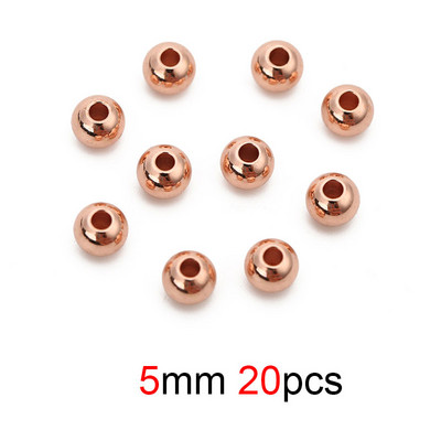 20/50 komada odstojnih perli od nehrđajućeg čelika s velikim rupama 3 4 5 6 mm ružičasto zlatne boje, labave okrugle šarm perle za izradu nakita za DIY narukvice