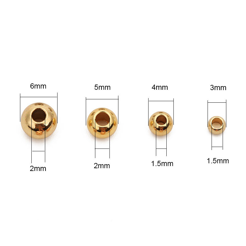 20/50 komada odstojnih perli od nehrđajućeg čelika s velikim rupama 3 4 5 6 mm ružičasto zlatne boje, labave okrugle šarm perle za izradu nakita za DIY narukvice