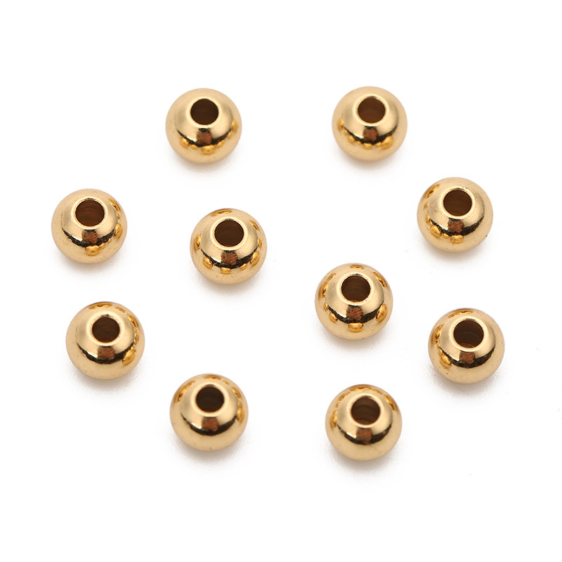 20/50 komada odstojnih perli od nehrđajućeg čelika s velikim rupama 3 4 5 6 mm ružičasto zlatne boje, labave okrugle šarm perle za izradu nakita za DIY narukvice