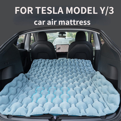 Tesla Model Y felfújható légmatrac kültéri kemping felfújható speciális velúr szövet Model 3 autós utazóágyhoz