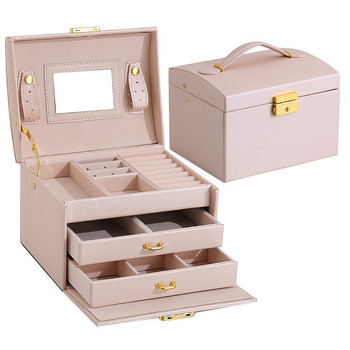 Fashion Jewelry Box Mirrored 3 στρώσεων Jewelry Box Κασετίνα Μακιγιάζ Σκουλαρίκι Θήκη μακιγιάζ Κουτιά αποθήκευσης Δώρο