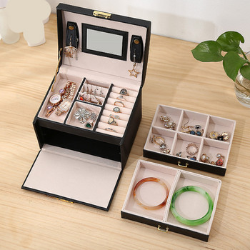 Fashion Jewelry Box Mirrored 3 στρώσεων Jewelry Box Κασετίνα Μακιγιάζ Σκουλαρίκι Θήκη μακιγιάζ Κουτιά αποθήκευσης Δώρο