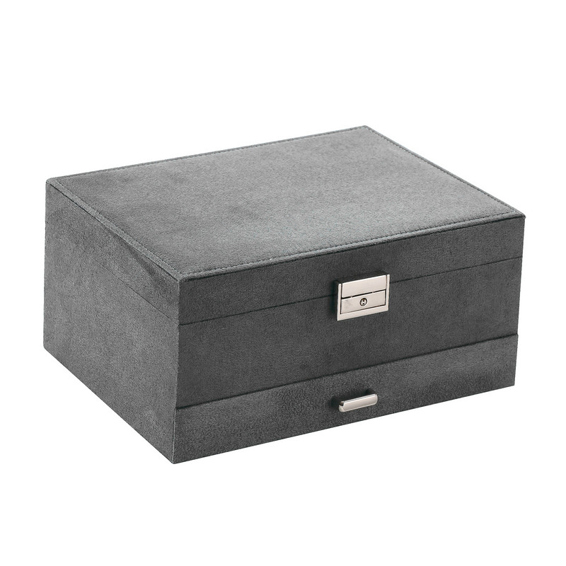 Nova siva troslojna kutija za organizator nakita od flanela, ogrlice, naušnice, prstenje, držač za izložbe, torbica za žene velikog kapaciteta