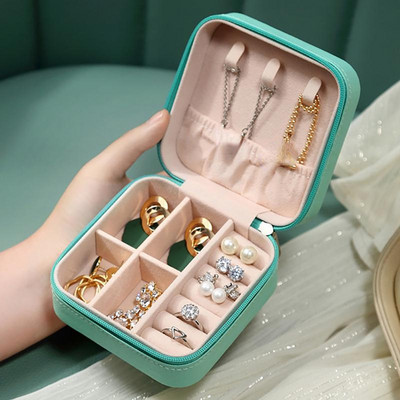 Cutie portabilă de depozitare pentru bijuterii, culoare bomboană, organizator de călătorie, carcasă de bijuterii, cercei, colier, inel, organizator de bijuterii.