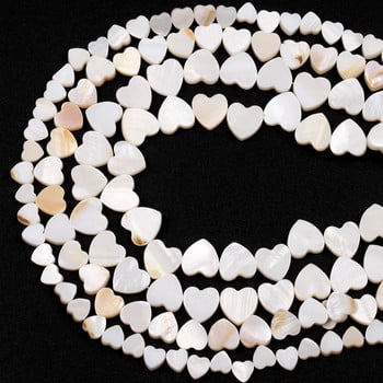 Естествено бяло любовно сърце Shell Mother of Pearl Loose Spacer Beads за изработка на бижута Направи си сам гривна Колие Ръчно изработено 6/8/10 mm