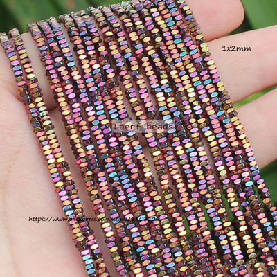 Естествени хематитни цветни фасетирани мъниста 1X2 mm, 330 бр., За правене на бижута „направи си сам“! Смесени едро за всички артикули!