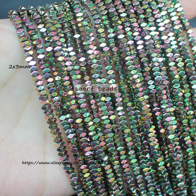 Естествени хематитни цветни фасетирани мъниста 1X2 mm, 330 бр., За правене на бижута „направи си сам“! Смесени едро за всички артикули!