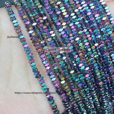 Естествени хематитни цветни фасетирани мъниста 1X2 mm, 330 бр., За правене на бижута „направи си сам“! Смесени едро за всички артикули!