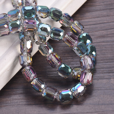 10 komada sjajnih, okruglih, cilindričnih, fasetiranih kristalnih perli od 7,5 x 8 mm za izradu nakita