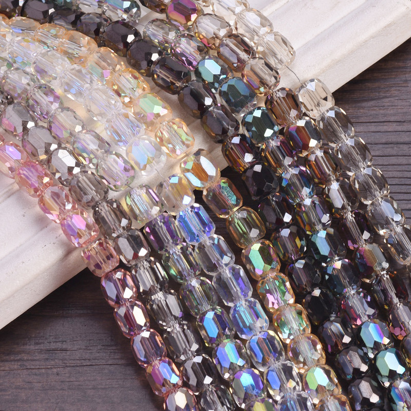 10 komada sjajnih, okruglih, cilindričnih, fasetiranih kristalnih perli od 7,5 x 8 mm za izradu nakita