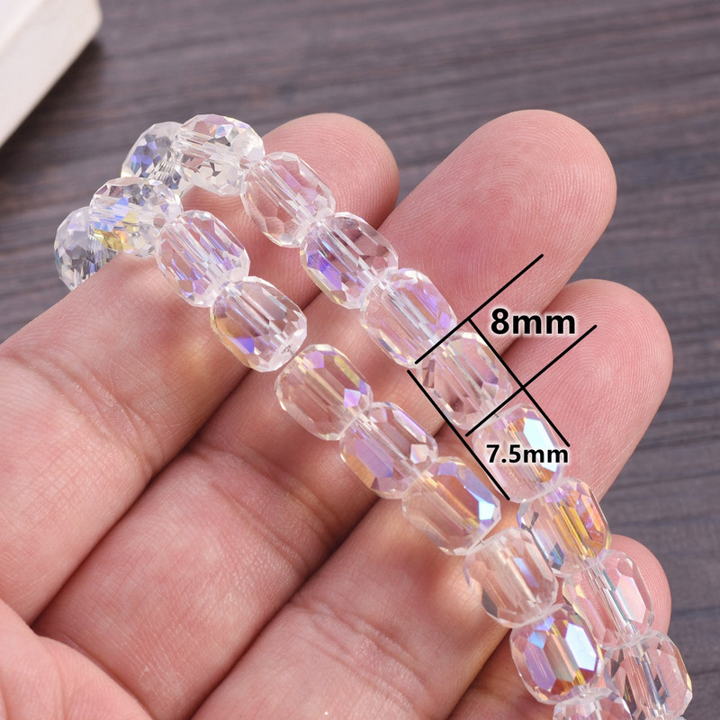 10 komada sjajnih, okruglih, cilindričnih, fasetiranih kristalnih perli od 7,5 x 8 mm za izradu nakita