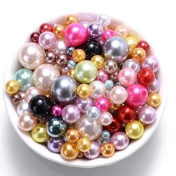 iYOE 4/6/8/10mm Mix Size Ακρυλικές στρογγυλές χάντρες Imitation Pearl Shiny Spacer Beads For Making Bracelet Necklace DIY κεντήματα