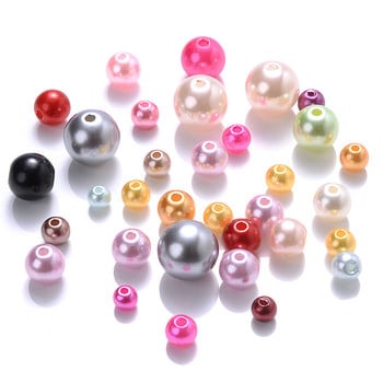 iYOE 4/6/8/10mm Mix Size Ακρυλικές στρογγυλές χάντρες Imitation Pearl Shiny Spacer Beads For Making Bracelet Necklace DIY κεντήματα