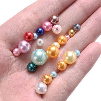 iYOE 4/6/8/10mm Mix Size Ακρυλικές στρογγυλές χάντρες Imitation Pearl Shiny Spacer Beads For Making Bracelet Necklace DIY κεντήματα